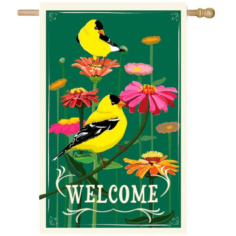 Finches & Flowers House Flag